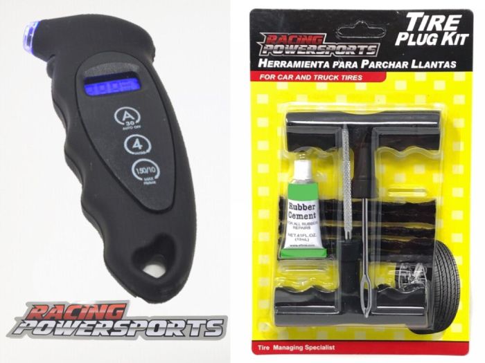 Buy LCD Digital Air Pressure Gauge 150PSI Black + TAITEC Car Truck Tire Repair Kit by Taitec for only $11.99 at Racingpowersports.com, Main Website.