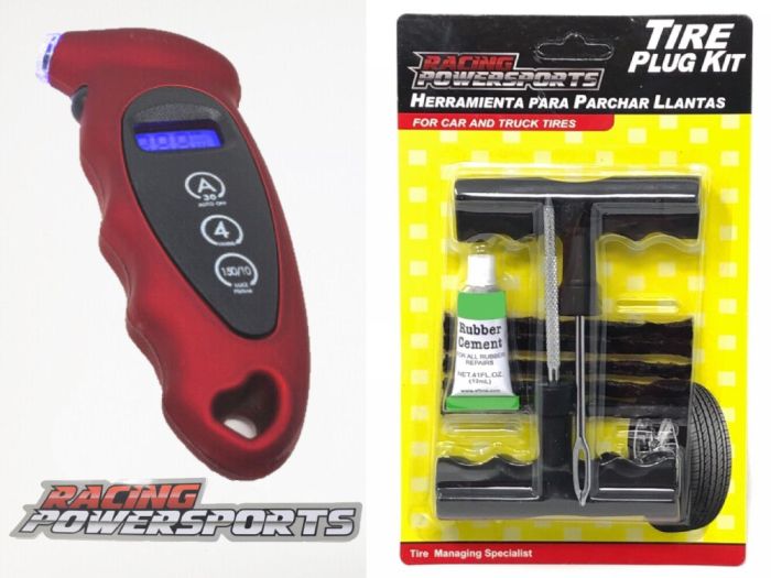 Buy LCD Digital Air Pressure Gauge 150PSI Red + TAITEC Car Truck Tire Repair Kit by Taitec for only $11.99 at Racingpowersports.com, Main Website.